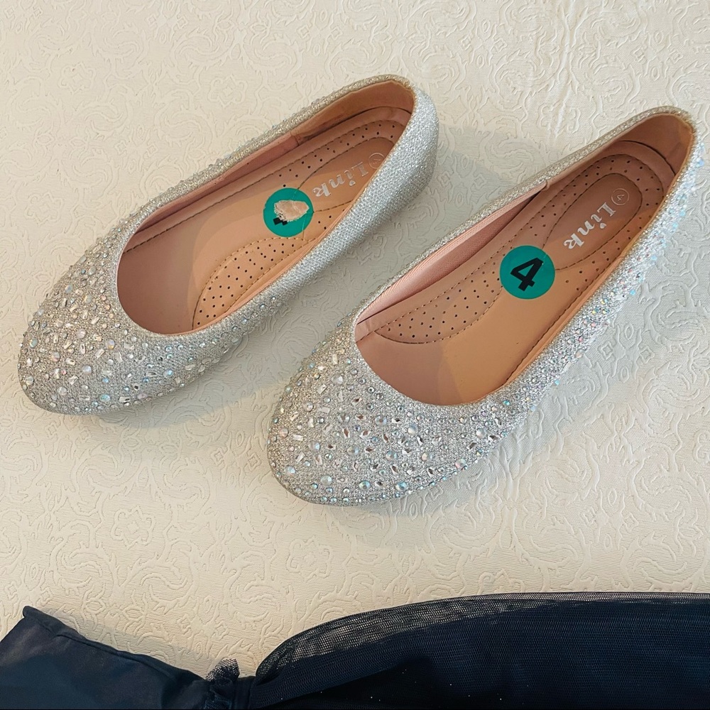 Flat Silver Shoes for girls